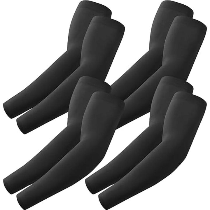 4 pares de mangas - Unisex - Mangas - Mangas ultraligeras - Manga para brazo - Protección UV para brazos - Adultos - Mangas con protección solar Ice Side - Mangas de compresión deportivas con enfriamiento cómodo - Ideales para deportes, ciclismo, golf - N