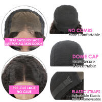 Pelucas De Cabello Humano Sin Pegamento Bob 180% Densidad Onda Corporal Frontal De Encaje 4x4 Pre Escobilladas Listas Para Usar Color Transparente Tamaño Promedio - details 5