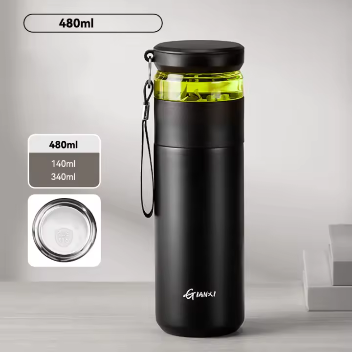 GIANXI Taza De Café De Acero Inoxidable 480ML Con Tapa Y Líner De Cerámica Aislante Para El Frío Botella De Agua Termo Para El Hogar - 1