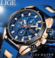 Reloj De Pulsera Deportivo De Lujo Para Hombre LIGE Moda Cronógrafo Acuático Resistente Al Agua Con Fecha Y Manos Luminosas Material De Correa De Silicona - details 1