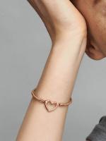 Pandora - Pulsera Pandora Moments con Cierres de corazón y Cadena De Serpiente-Baño de Oro Rosa de 14 K - details 0
