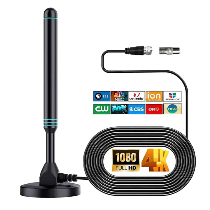 Antena de TV, Antena de TV para Smart TV de Interior, Antena de TV Digital para Canales Locales - Compatible con 4K 720P 1080p, Antenas de TV HD con Base Magnética Fuerte, Antenas de TV Portátiles Digitales, Recepción de Señal de 360° - 1