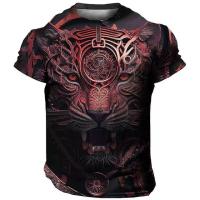 Camiseta De Hombre Con Estampado 3D De León Domineante Verano Casual Animal Pattern Top Harajuku Manga Corto Sobredimensionado Streetwear - details 4