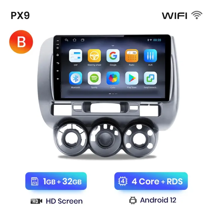 AWESAFE PX9 inalámbrico CarPlay Android Auto Radio para Honda Fit Jazz 2002 2003 2004 2005 2006 2007  coche reproductor multimedia GPS 2 din autoradio volante controles RDS Bluetooth - 1