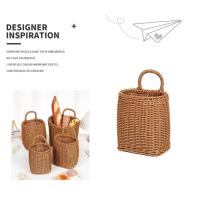 Cesta De Almacenamiento De Cocina Imitación De Rotura Con Manija Hecha a Mano Cesta Colgante Para Verduras Frutas Flores Color Marrón Decoración Para El Hogar - details 4