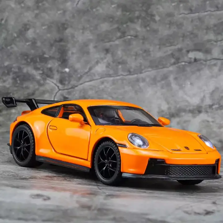 Coche De Deportes 911 GT3 a Escala 1/32 Con Sonido Luz Y Función Retroceso Puertas Abiertas Juguetes De Metal Para Niños - 1