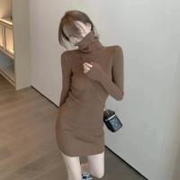 Vestido Bodycon De Térmica Para Mujer HELIAR Con Cuello Alto Y Manga Larga Tejido Grueso Para Otoño E Invierno Vestido De Oficina Con Diseño Sólido - details 15