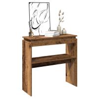 vidaXL Mesa consola madera de ingeniería envejecida 80x30x102 cm en color Madera antigua/Roble artisan/Marrón roble | estructura resistente ideal para salón dormitorio o estudio - details 0