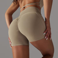 Shorts De Yoga Para Mujer Con Cintura Alta Y Bolsillos Diseño Cruzado Transpirables Y Secado Rápido Para Gimnasio Running Ejercicio - details 15