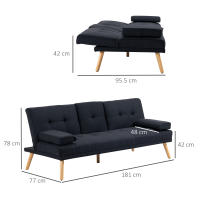 Sofá Cama para tres con Mesa plegable, portavacos, Sofá Cama de Lino, Diseño escantinava, Capacidad de peso hasta 250 kg, Salón, Gris - details 5