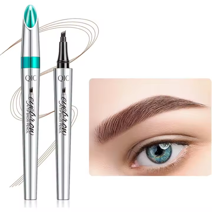 Lápiz de cejas - Lápiz de tatuaje resistente al agua con punta de tenedor. Tinte de cejas de larga duración para maquillaje rápido y natural. Cejas para principiantes (Marrón rojizo). - 1