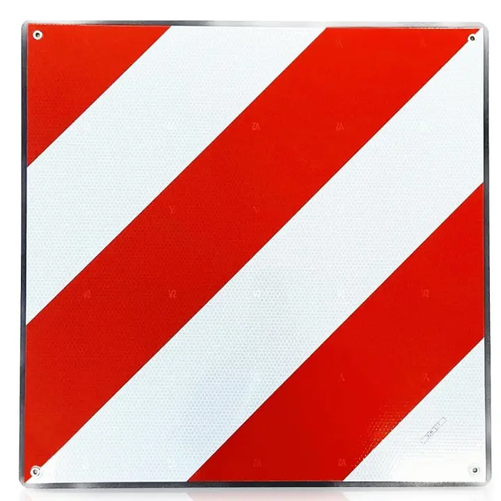 Señal V20 Homologada,Placa V20 Señal de Peligro Mercancía Sobresaliente,Placa de Carga Sobresaliente, ABS flexible, 50x50cm - 1