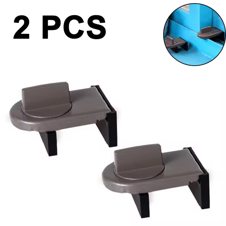 Cerradura de Seguridad para Ventana - Tope de Marco Deslizante - Negro Marrón-Hierro-Pack de 2 - 1