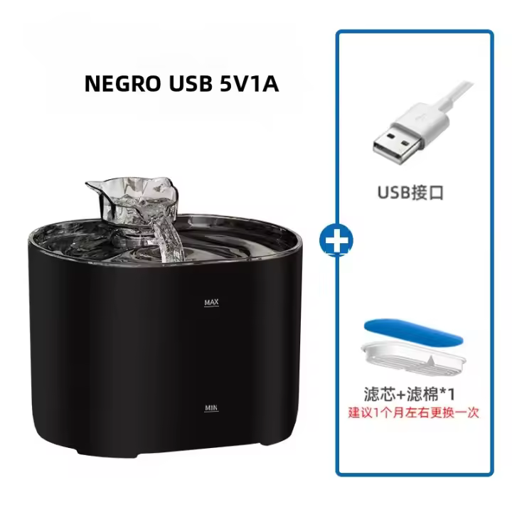Fuente De Agua Para Gatos Con Filtro Y Bomba Eléctrica USB Silenciosa Dispensador De Agua Para Mascotas Auto Recirculante Forma De Oreja De Gato - 1