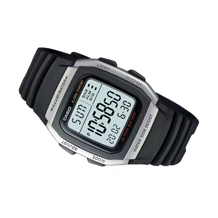 reloj hombre digital Casio W-96H-1AV alarma múltiple 10 años batería cronómetro 50m water resist - 1