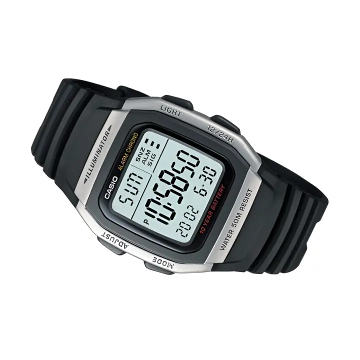 reloj hombre digital Casio W-96H-1AV alarma múltiple 10 años batería cronómetro 50m water resist - 1