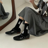 Medias De Algodón Transpirables Para Mujer Estilo Primavera Verano Con Diseño De Conejo Medias De Media Altura Color Sólido Moda Simplicidad - details 20