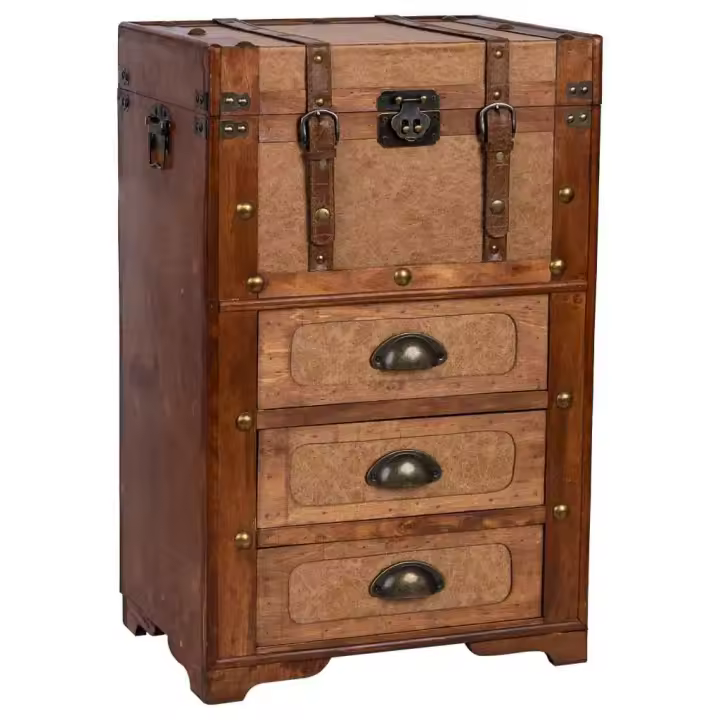 Baúl de madera marrón 41x30x64 - 1