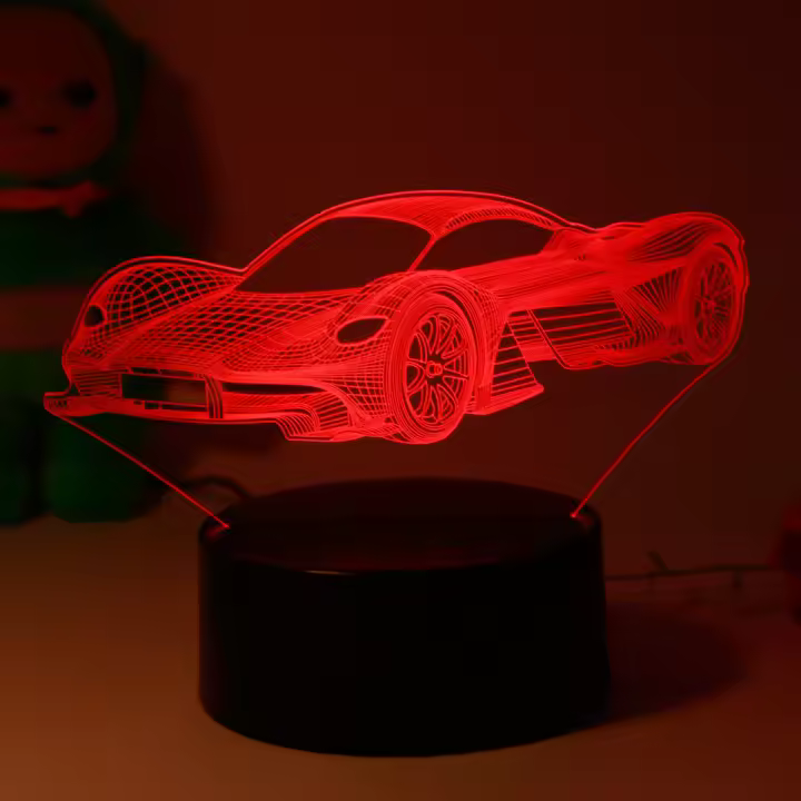 Lámpara De Ilusión Optica 3D De Caballo Algodón Luz Nocturna Con Toque Cambio De Color Ambiental Para Dormitorio - 1