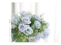 1 Bouquet De Flores Artificiales Azul Peonía Y Rosa Para Decoración De Bodas Y Salón De Estilo Otoño Material Seda - details 9