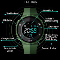 Reloj Digital Para Hombre LED Deportivo Reloj Militar Con Alarma Y Luz Luminosa Resistente Al Choque Y Al Agua Multifuncional Material De Correa De Silicona - details 6