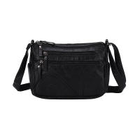 Bolso de hombre retro sencillo de piel para mujer, lavado, con múltiples compartimentos, bolso para teléfono móvil de gran capacidad - details 1