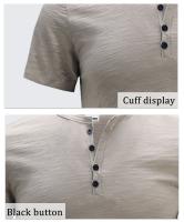 Camiseta De Algodón Para Hombre Con Collar Henry Y Manga Corta Estilo Casual Slim Fit Tees Cómodas Para Uso Diario Con Botones Basicas Tops Para Primavera Y Verano - details 2