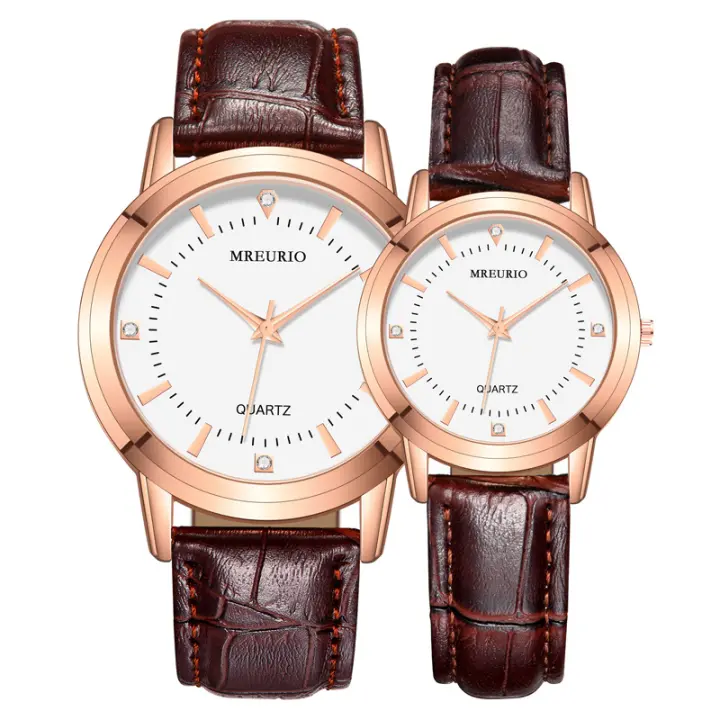 Conjunto de relojes de pareja, correa de cuero, para mujer y hombre, un regalo ideal para la pareja - 1
