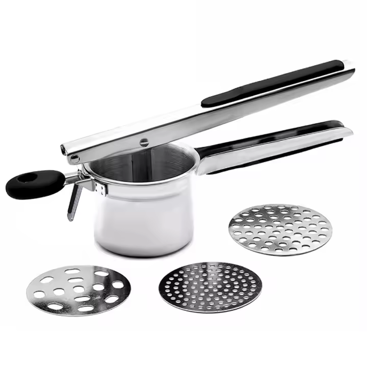 Rallador De Papas De Acero Inoxidable Con 3 Discos De Interchangeabilidad Y Mango De Agarre En Silicona Herramientas De Cocina Por Leeseph - 1