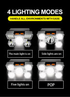 Linterna Frontal Recargable USB Con 5 LED Batería Integrada Torcha Luz De Trabajo Portátil Para Pesca Y Camping - details 5