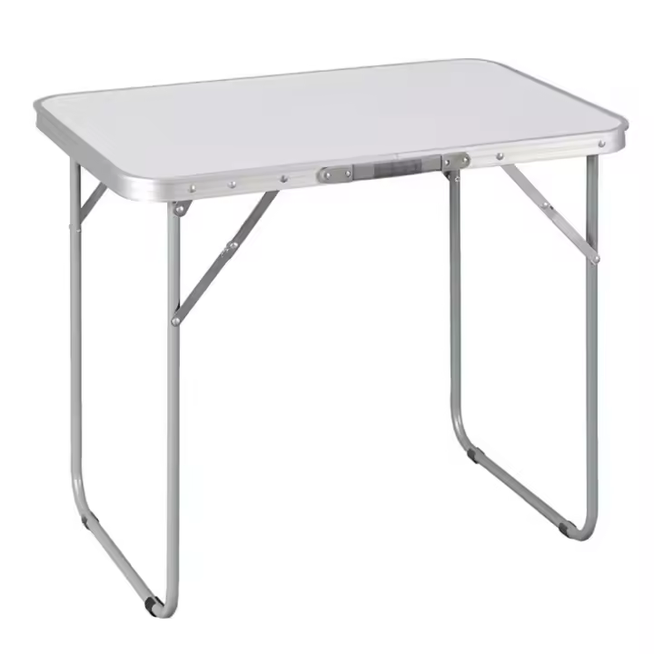 Mesa Playa Plegable Acero 80x60cm,altula 70cm,color blanco pino gris,Ideal para playa, patio, jardin terraza,cm,fespu - 1