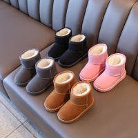Botas De Nieve Para Niños Invierno Antideslizantes Color Sólido Calientes Con Patrón Suave Y Grueso Bajo Material De Suela RUBBER Talla True Fit Para Edad 4-6 - details 1