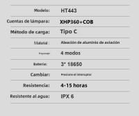 Linterna Frontal LED COB XHP360 Recargable USB XHP199 Con Zoom Y Protección Contra El Agua Para Actividades Al Aire Libre - details 2