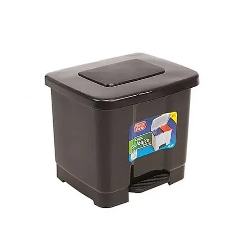 CABLEPELADO Cubo basura con separador, Cubo basura plastico, Cubo basura apertura pedal, Papelera de pedal, Libre de BPA, 38 cm alto x 43 cm ancho x 38 cm fondo, Capacidad 35 Litros, Negro - 1