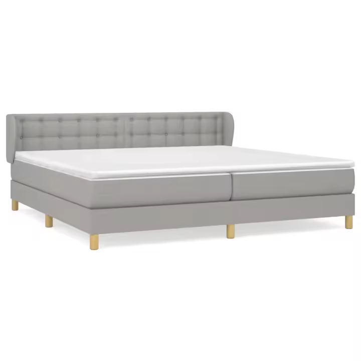 vidaXL Cama box spring con colchón tela gris claro 200x200 cm - 1