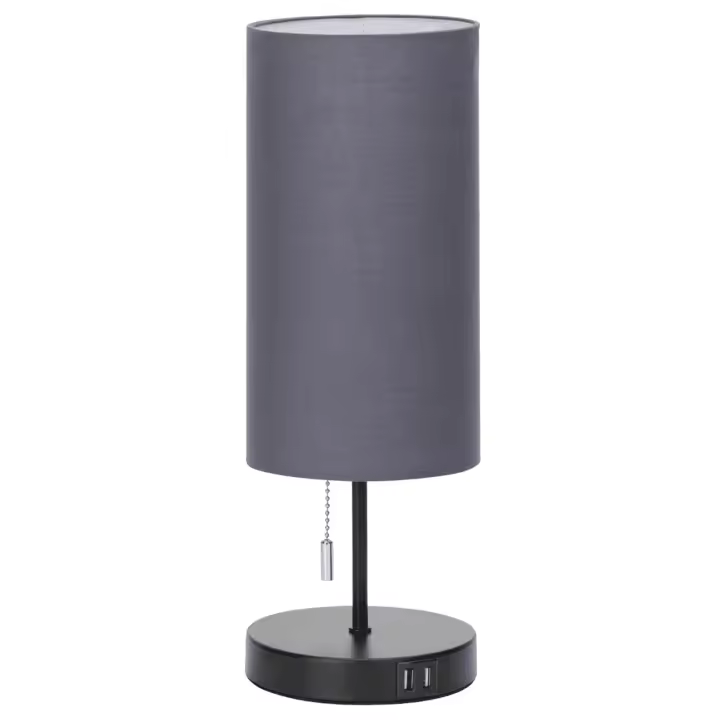 Aigostar Lampara de Mesa con 2 Puertos de Carga USB, Lamparas de Mesita de Noche con Interruptor de Tracción, Base de Madera, Lámpara Escritorio Vintage para Sala de Estar, Dormitorio, Oficina - 1