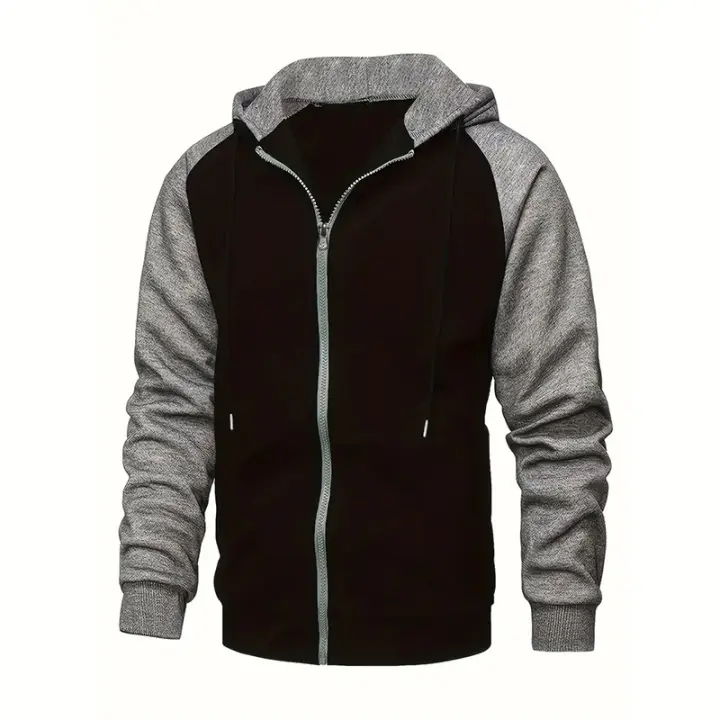 Chaqueta de otoño e invierno para hombre, color a juego, moda, suéter de manga raglán, tops deportivos casuales para hombre - 1