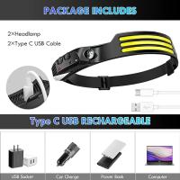 Linterna Frontal LED COB Con Inducción Y Batería Integrada Recargable Por USB Para Camping Pesca Ciclismo Actividades Al Aire Libre - details 0