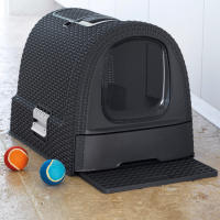 Curver - Arenero para gatos, 38,5x51,5x40 cm, construcción cerrada, filtro de ventilación, arenero antiolor, bandeja extraíble, puerta basculante, incluye pala, rejilla para patas, asa de transporte, areneros para gatos, 95% plástico reciclado - details 4
