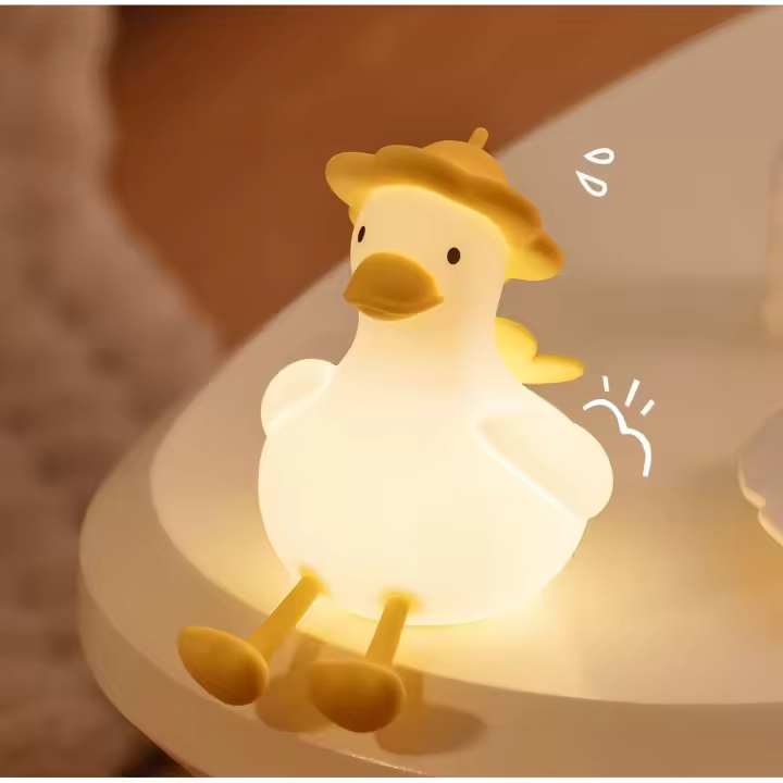Luz de noche para niños - Luz de noche con forma de flor de pato - Luz de noche para bebés - 3 niveles de brillo - Carga USB - 1