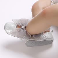 Zapatos De Princesa Plateada Para Bebés Recién Nacidos 0-18M Casual Con Lazo Antideslizante Suela De Tela Bajo El Tobillo PU Decoración De Cinta Para Niñas - details 18