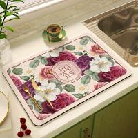1pc Alfombrilla De Secado De Platos Con Estampado De Gallo Estilo Rústico Farmhouse Accesorio Para Cocina Y Comedor Resistente Al Agua Antideslizante Tamaño Rectangular - details 4