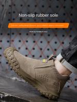 Botas De Seguridad Para Hombre Antideslizantes Indestructibles Zapatos De Trabajo Con Punta De Acero Resistente a Golpes Y Colisiones Cuero Sintético Y Malla - details 7