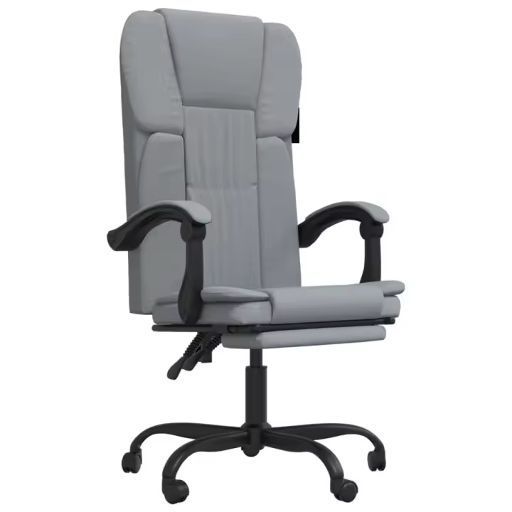 Vidaxl Silla de Oficina Anie Altura Regulable Respaldo Reclinable 112,5-122x63x56 Cm - Gris Claro - 1