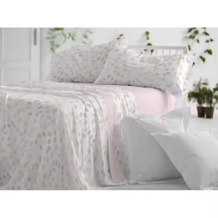 Juego de Sábanas de Tela, Referencia 867 Gama Dorvel, Color Rosa, Burrito Blanco - 1