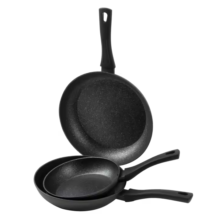 Juego de Sartenes de Aluminio Forjado de 18/22/26 (BLANCAS) o Ø20Ø24Ø28cm (NEGRAS) con Mango Ergonómico y Antiadherente sin PFOA, Apto para Todo Tipo de Hornillas - San Ignacio - 1