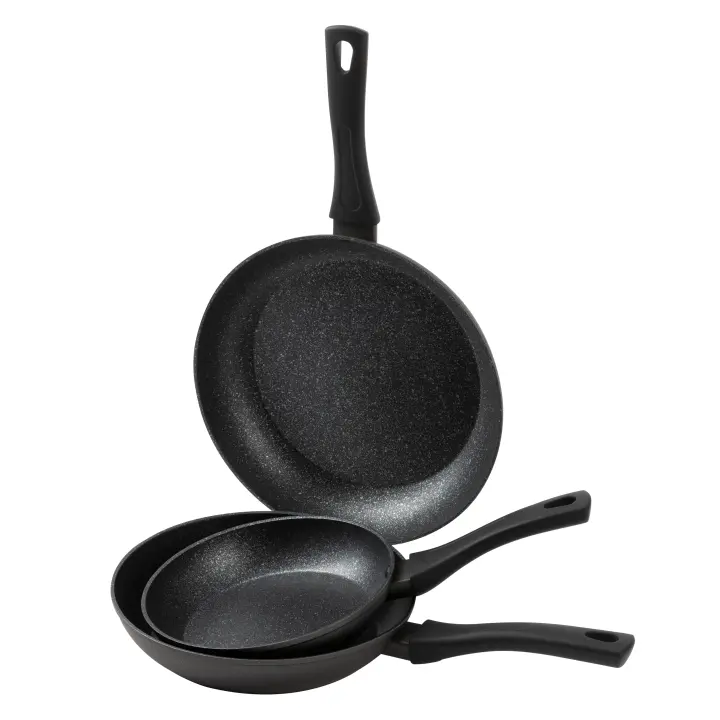Juego de Sartenes de Aluminio Forjado de 18/22/26 (BLANCAS) o Ø20Ø24Ø28cm (NEGRAS) con Mango Ergonómico y Antiadherente sin PFOA, Apto para Todo Tipo de Hornillas - San Ignacio - 1