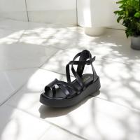 Sandalias negras planas con Plataforma de tiras - Plantilla acolchada EXTRA suave A6093 - details 1