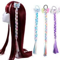 Wig De Enredos Para Niñas Rosa Elásticos De Cabello Con Borlas De Princesa Accesorios De Cabello Lindos Para Niños Cabello De Unicornio Para Bebés - details 1