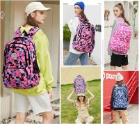 Mochila infantil con estampado geométrico de 18,89 x 9,44 x 12,99 pulgadas, adecuada para niñas, niños, estudiantes de primaria, mochilas y mochilas escolares para estudiantes de secundaria - details 2